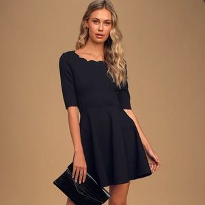Lulus black scalloped scoop neck mini dress